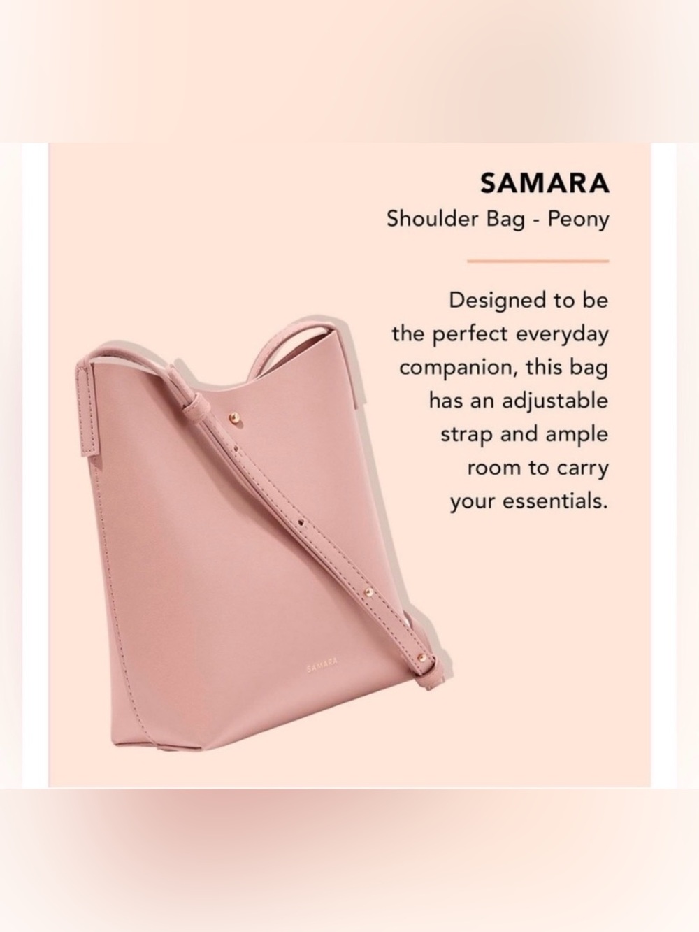 Samara Crossbody Bag in Peony Pink. NWOT
